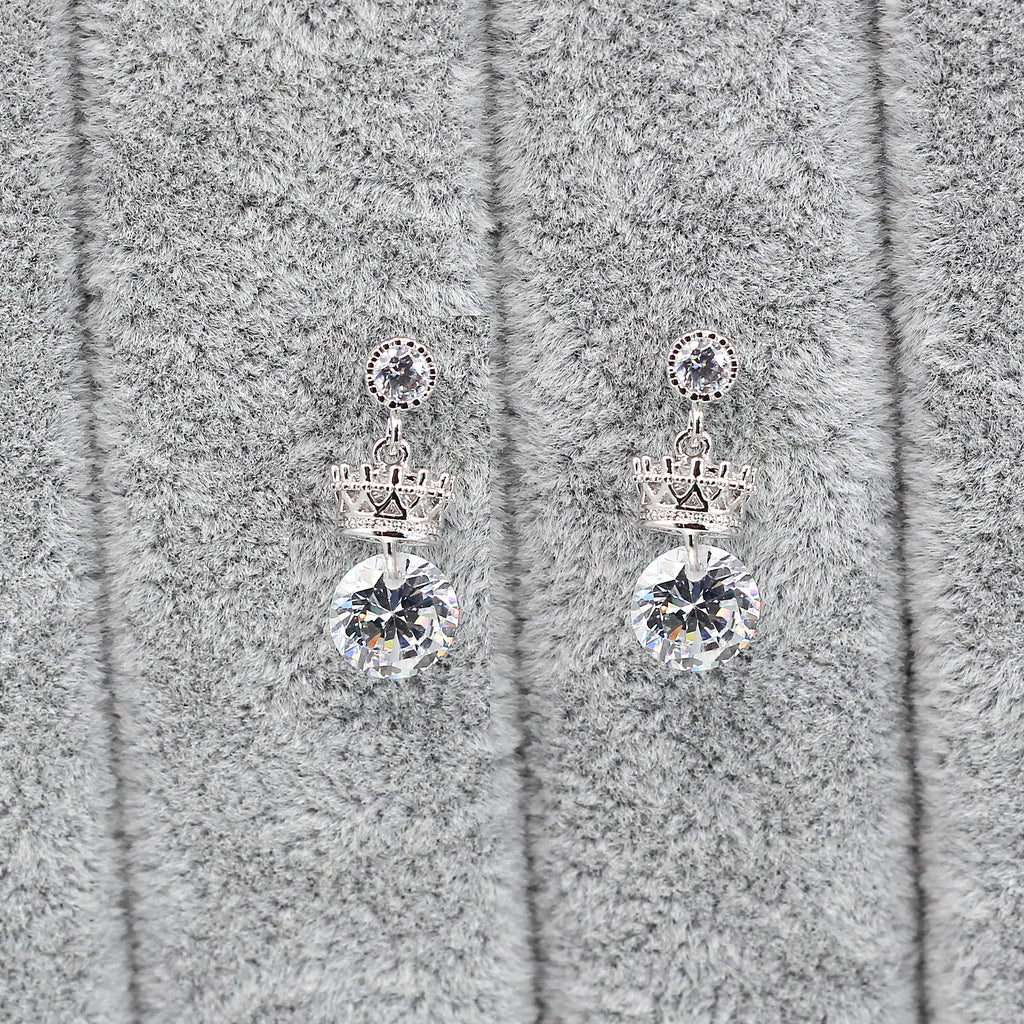shiny crown crystal earrings