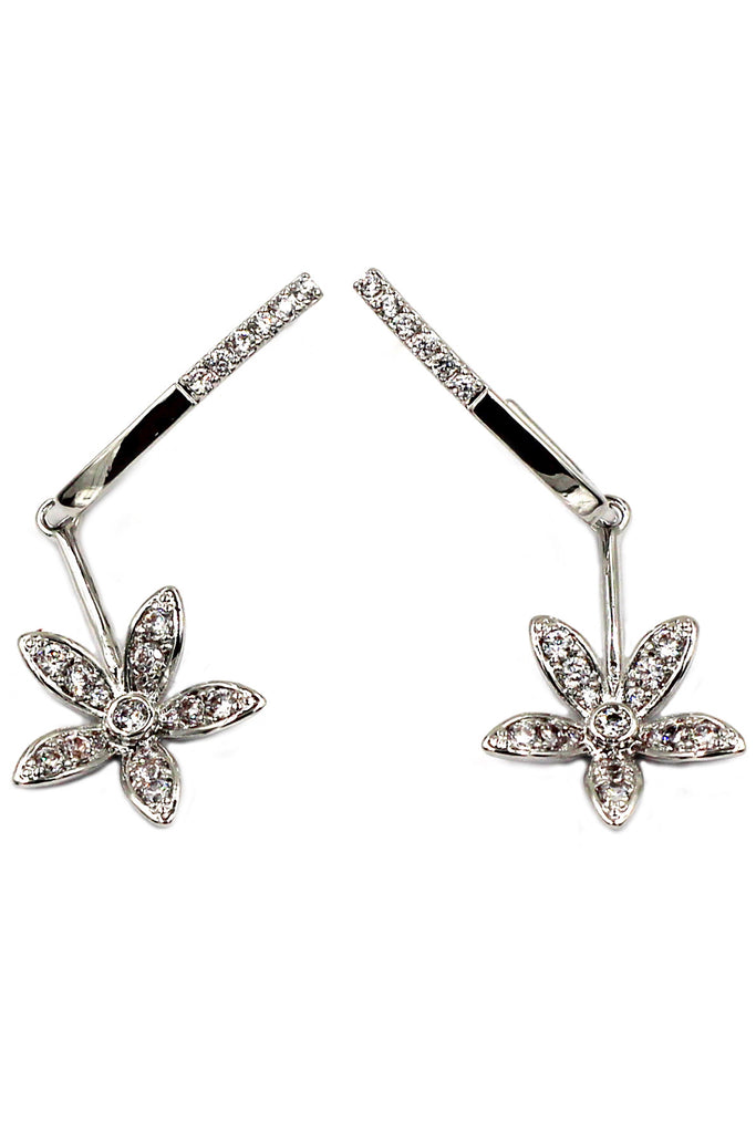 elegant crystal flower petals necklace earrings set