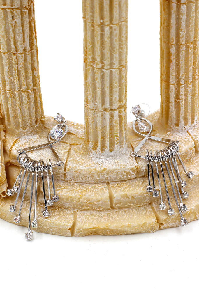 noble pendant fan crystal silver earrings