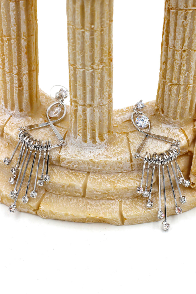 noble pendant fan crystal silver earrings