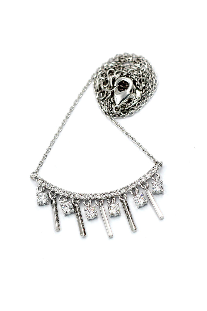 temperamengirl crystal clavicle silver necklace