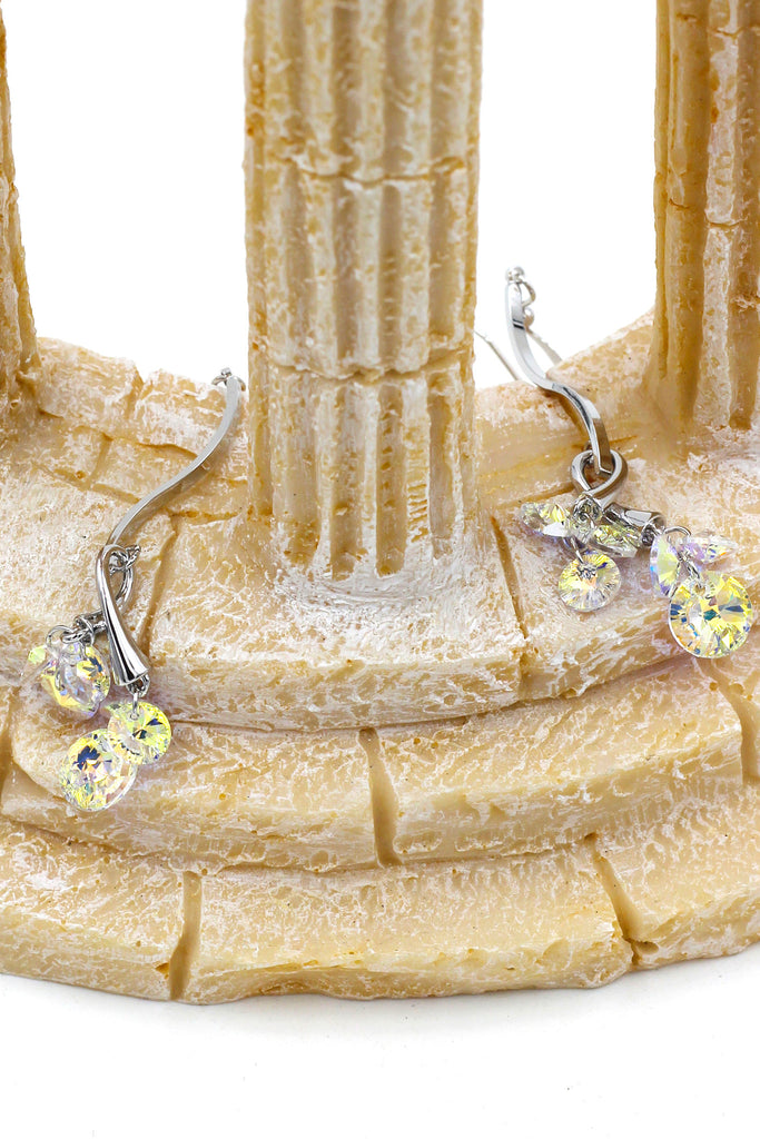 lovely silver line swarovski crystal earrings