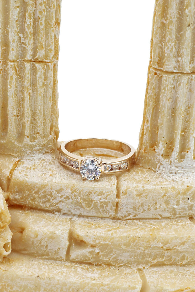 simple inlay crystal ring