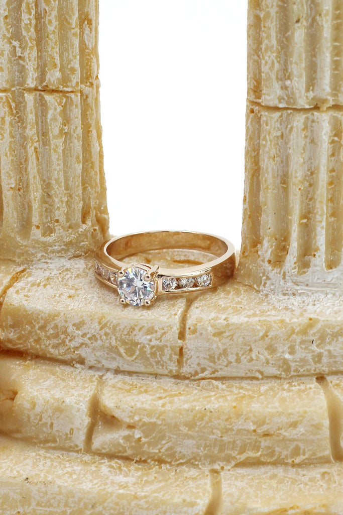 simple inlay crystal ring