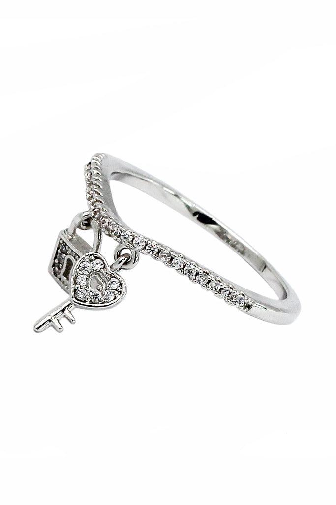 fashion heart lock ring