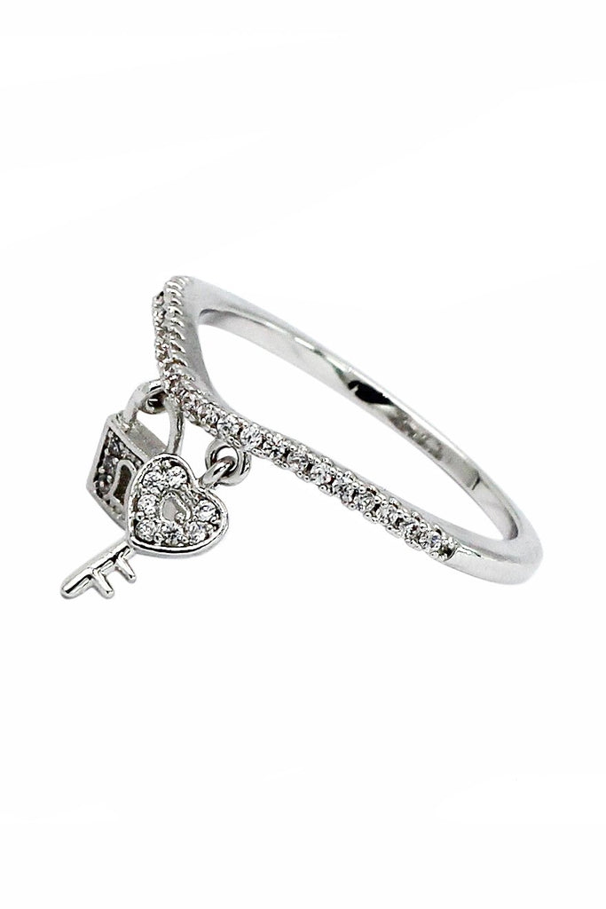 fashion crystal lock necklace ring set