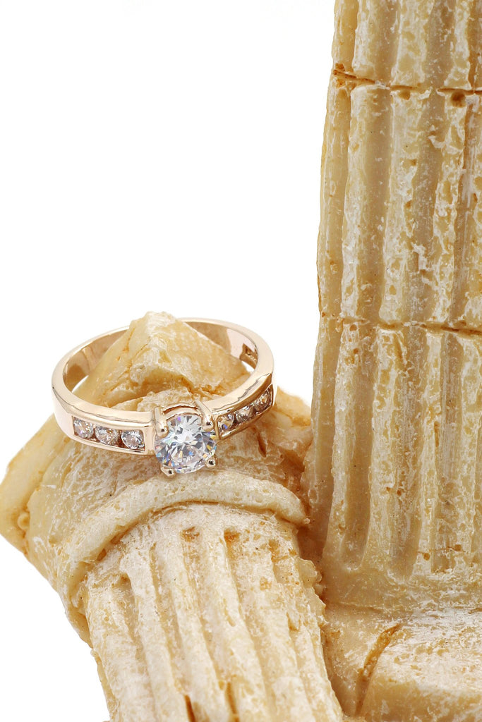 simple inlay crystal ring