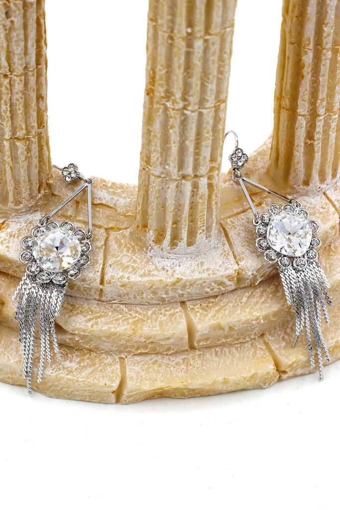 noble pendant sunflower crystal tassel silver earrings