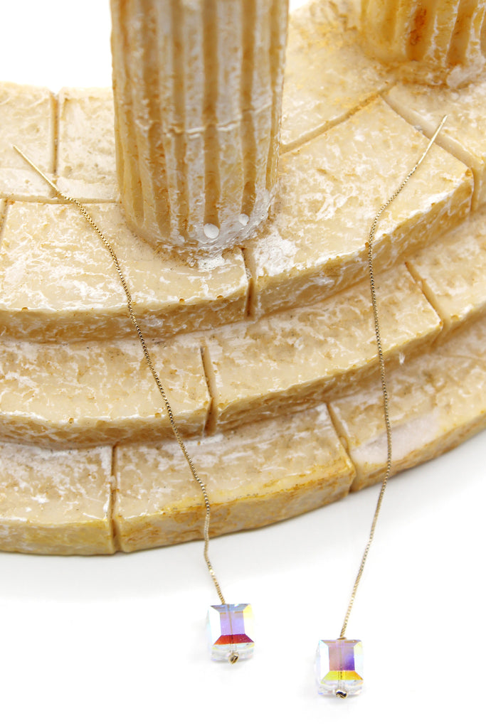 swarovski square crystal earrings