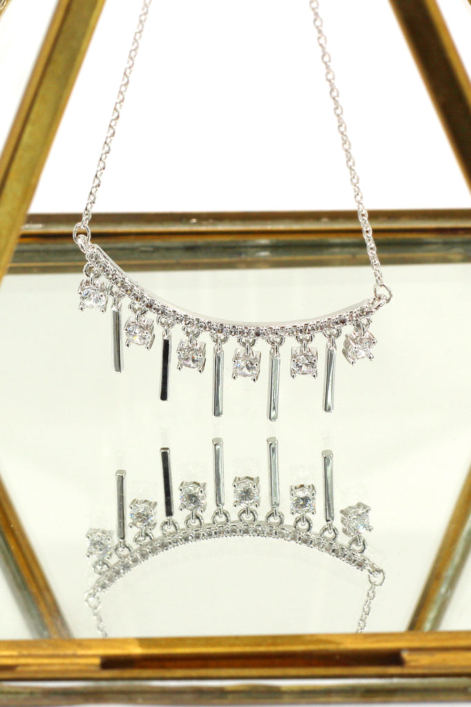 temperamengirl crystal clavicle silver necklace