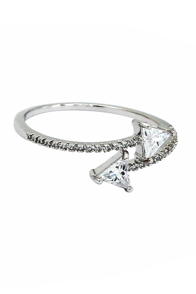 triangle arc bright crystal ring