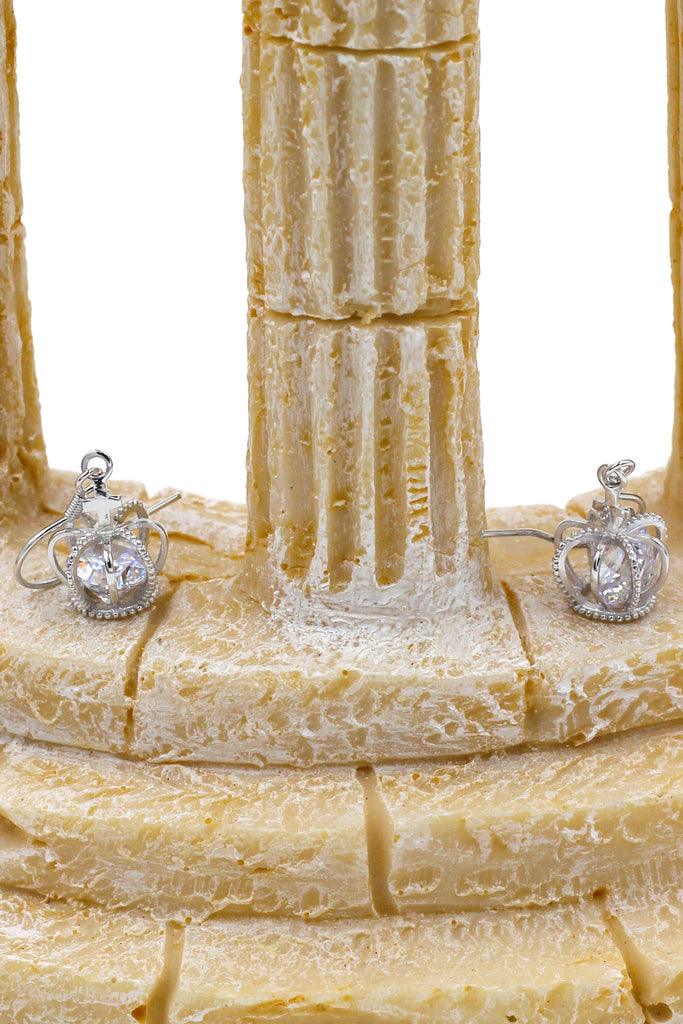mini crown crystal earrings