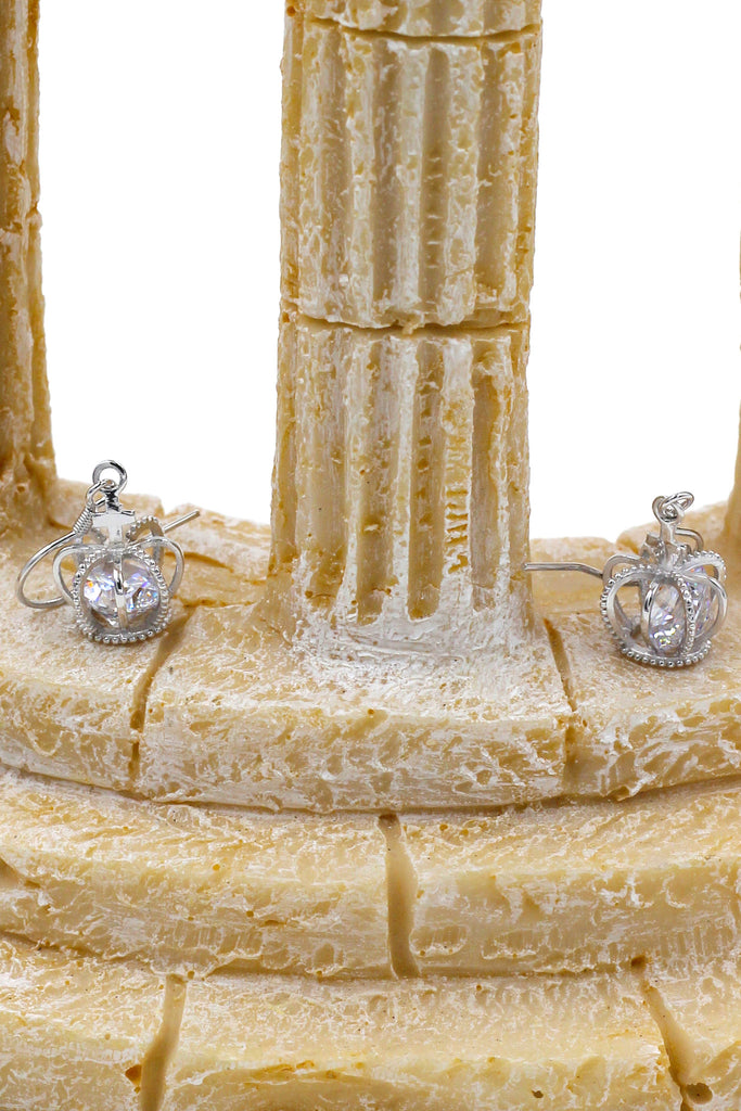 mini crown crystal necklace earrings set