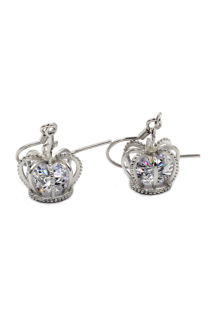 mini crown crystal earrings