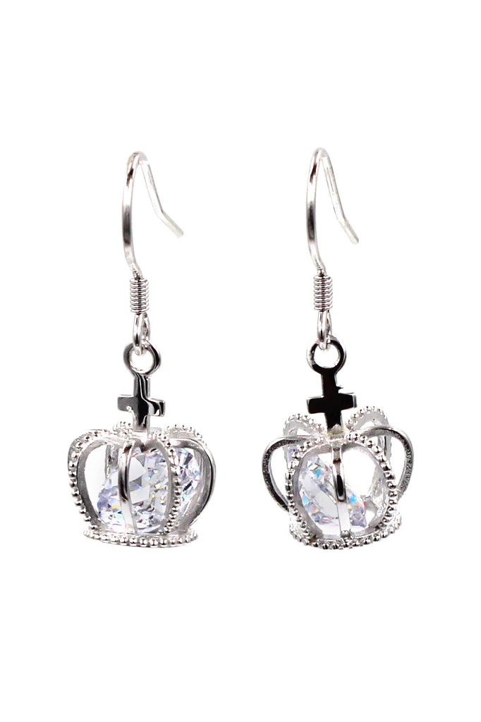 mini crown crystal earrings