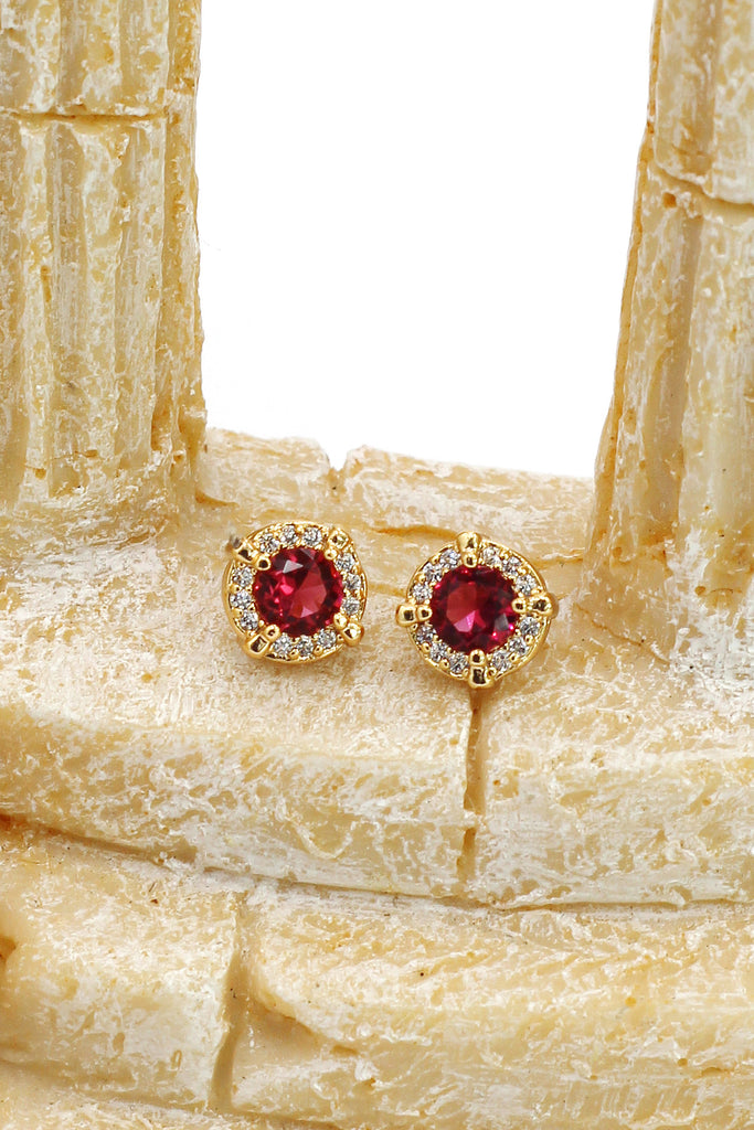 simple red crystal necklace earrings set