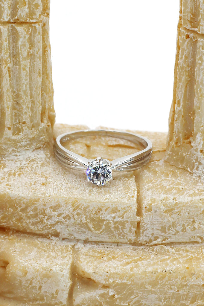 single small crystal silver ring