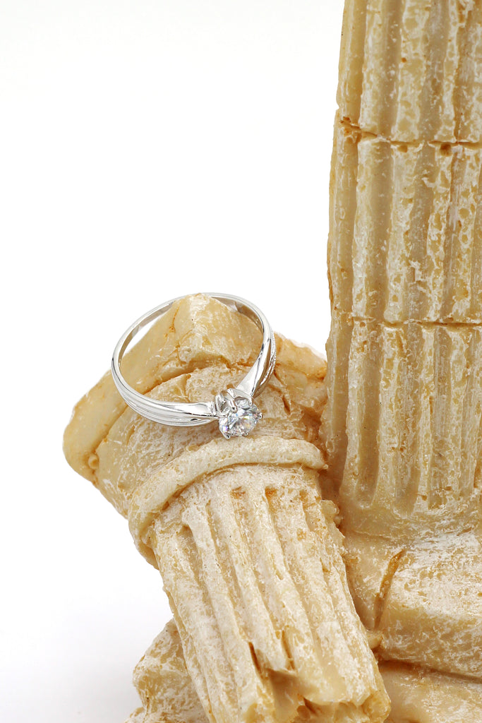 shiny zircon crystal pendant necklace ring set