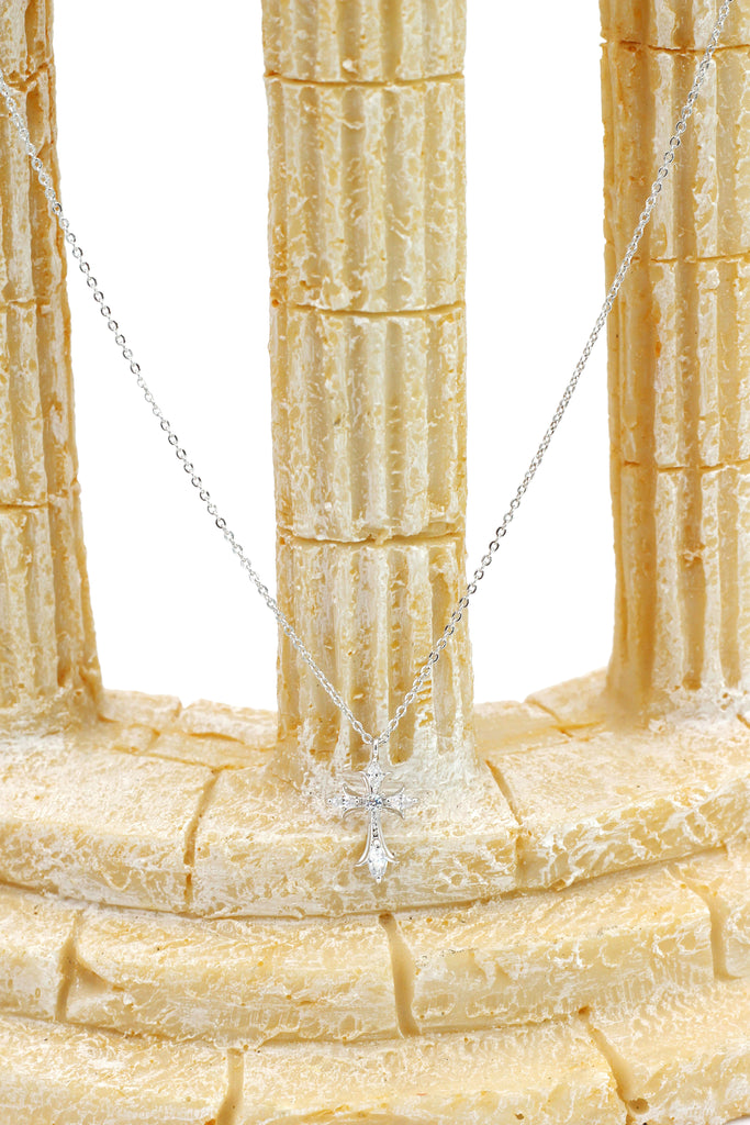 classic cross crystal earrings necklace set