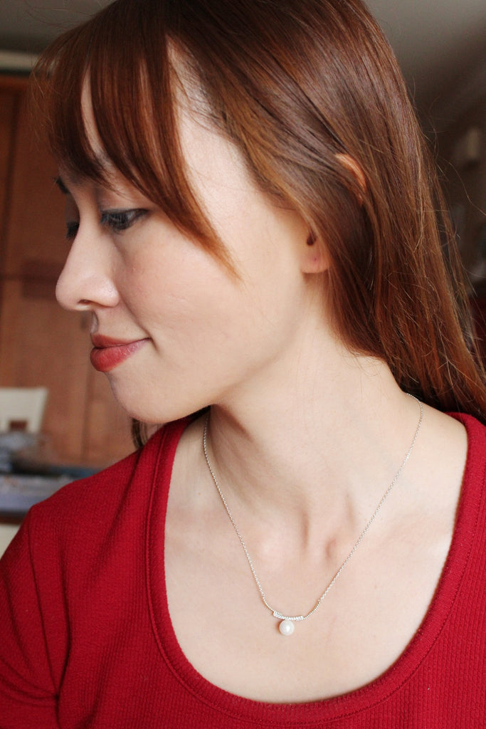 fashion pearl crystal necklace earrings set