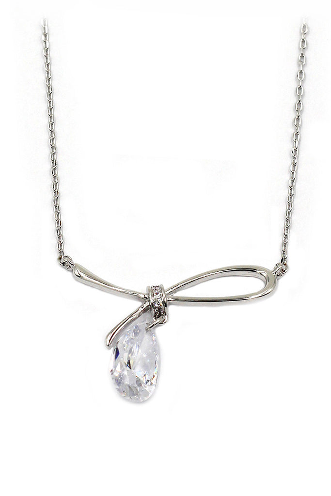 simple crystal pendant silver necklace