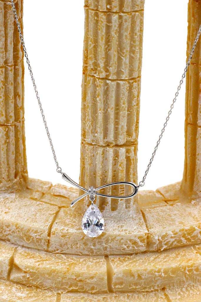 simple crystal pendant silver necklace