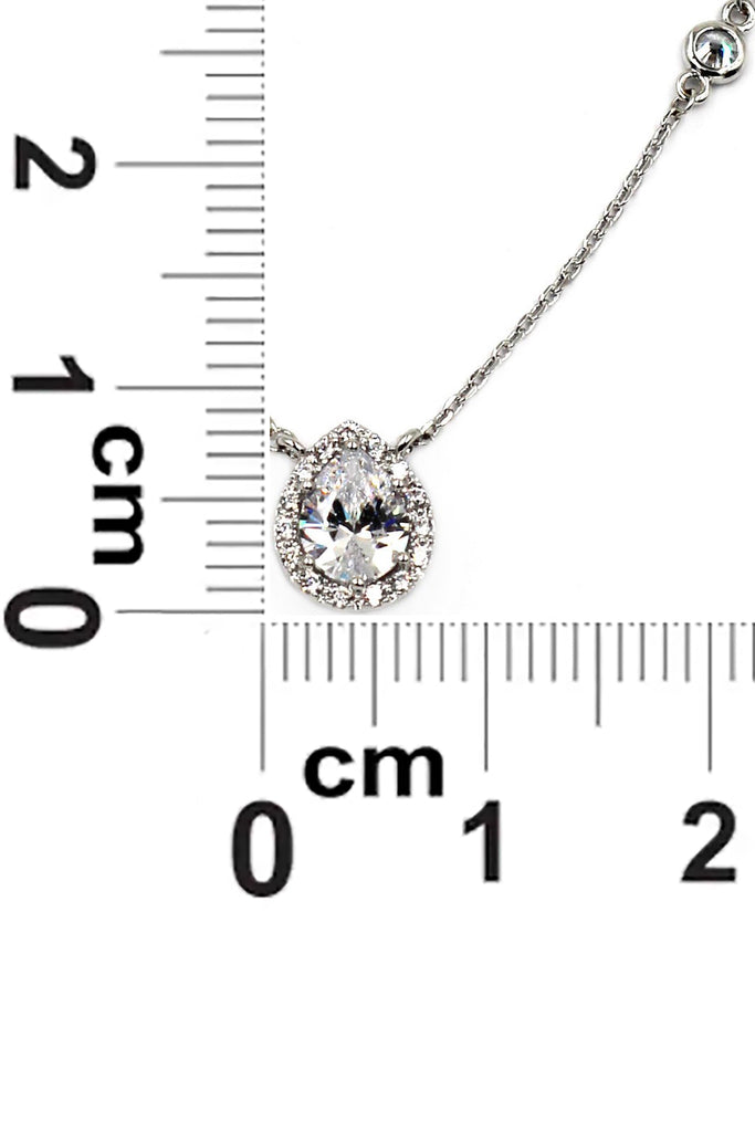 elegant crystal droplets silver necklace