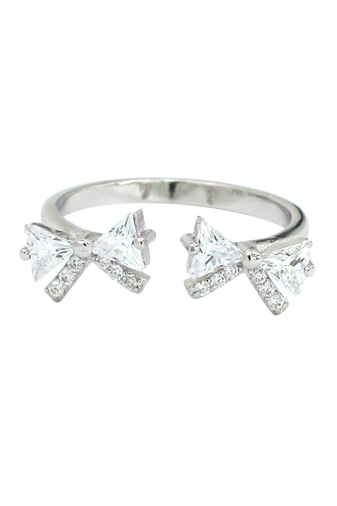 cute bow crystal ring necklace set