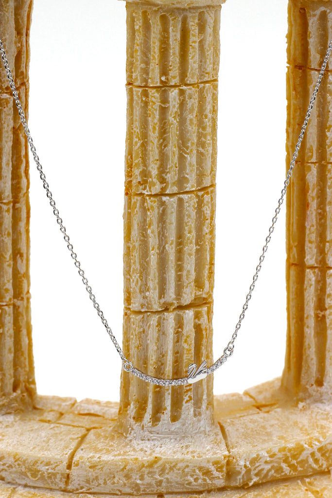 simple mini swan crystal necklace ring set