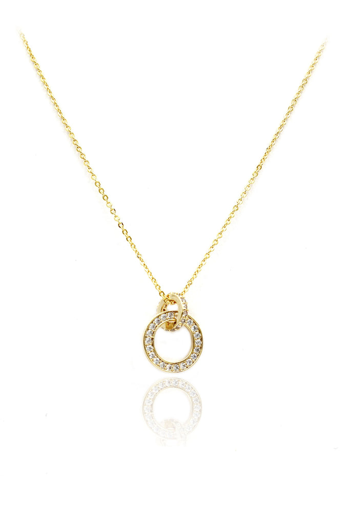 Elegant small circle crystal necklace earrings set