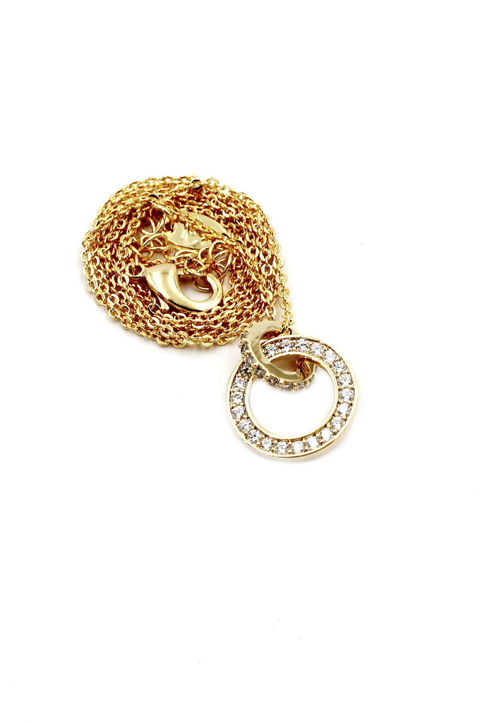 Elegant small circle crystal necklace earrings set