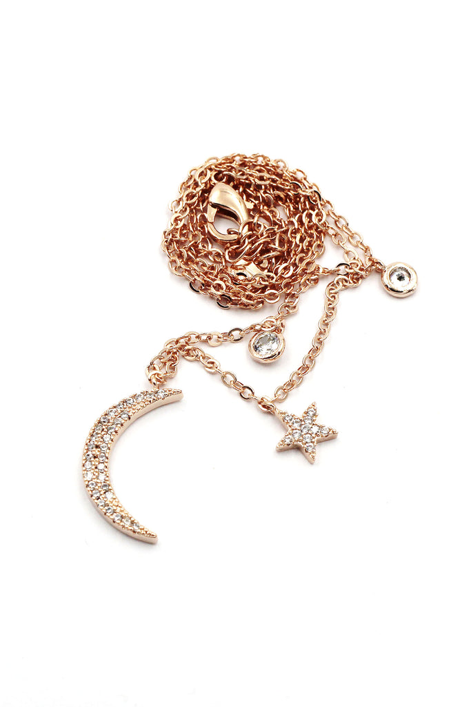 shiny star moon crystal necklace