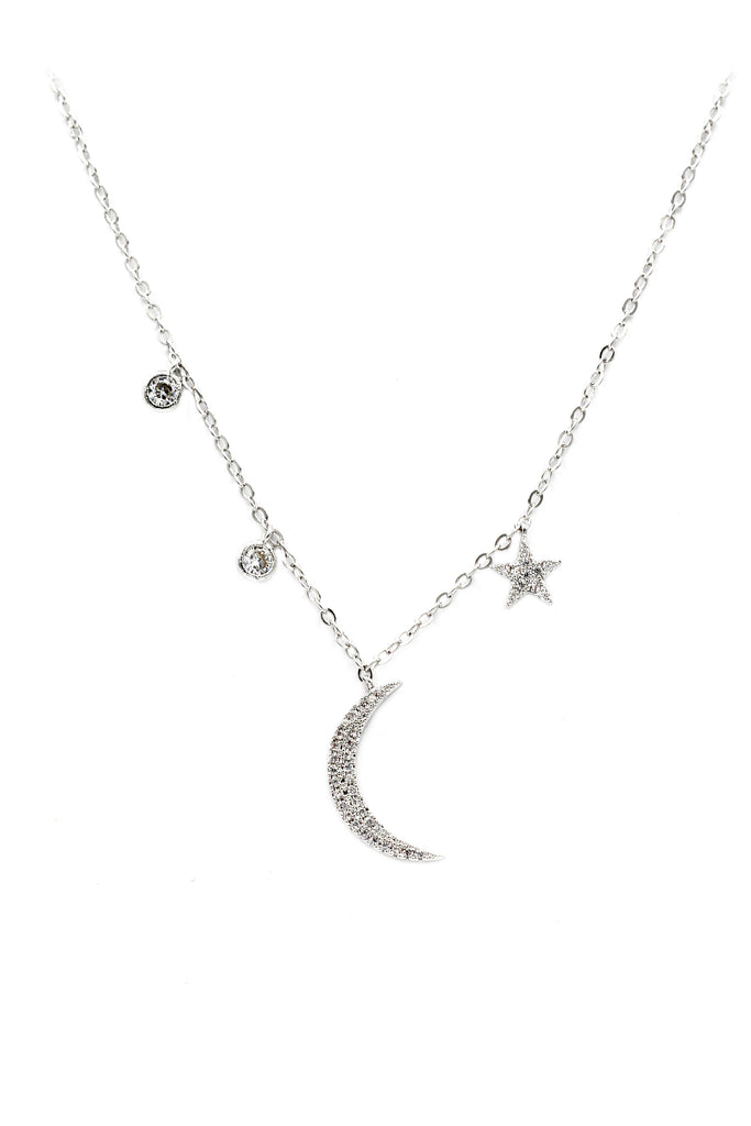 shiny star moon crystal necklace