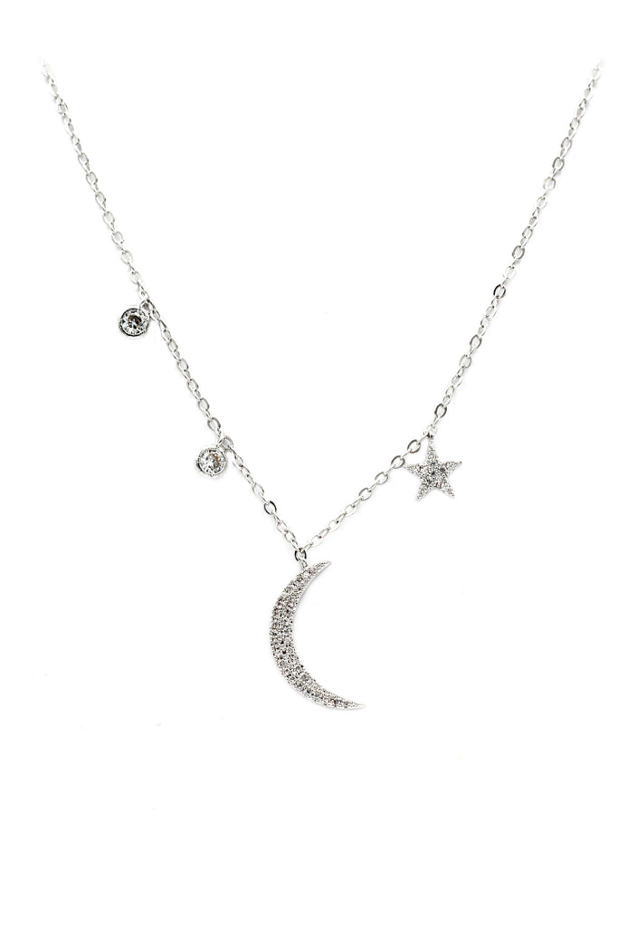 Star Moon Crystal Necklace and Earring Set