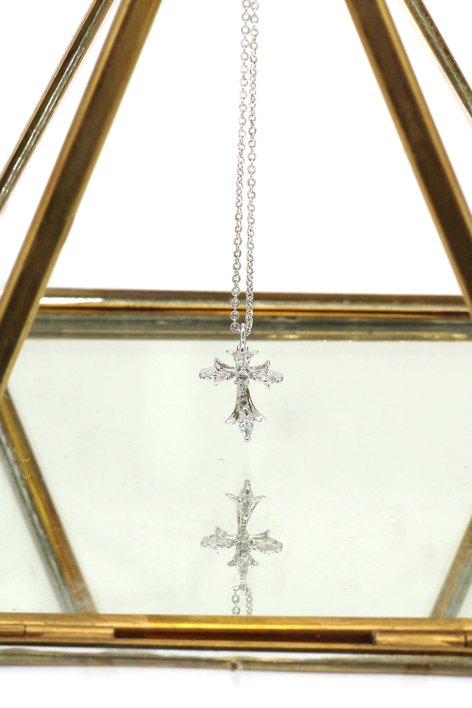 shiny cross crystal necklace bracelet set