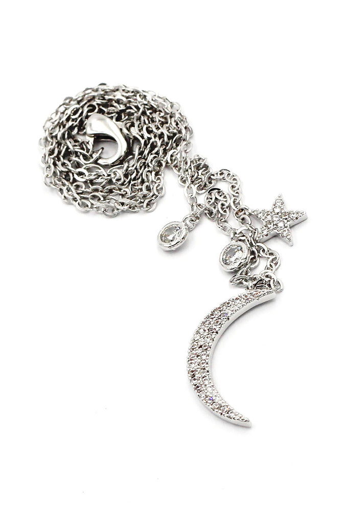 shiny star moon crystal necklace