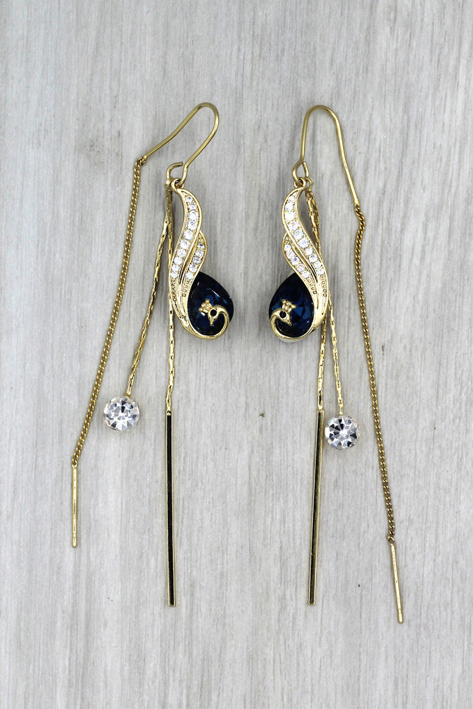 Fashion vintage blue crystal earrings