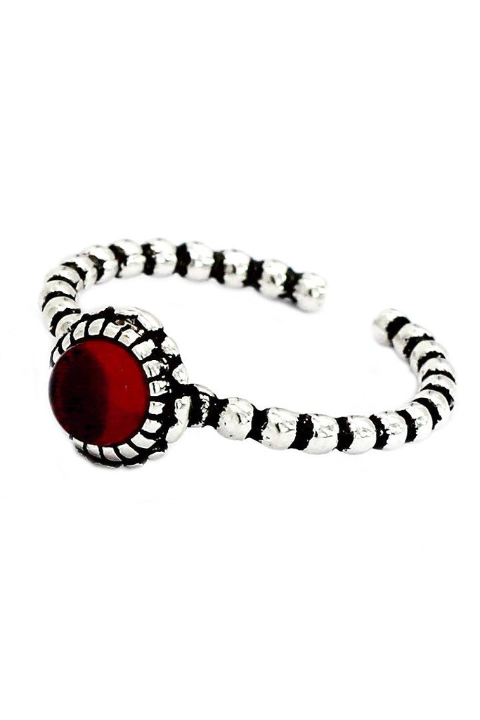 red small crystal open ring necklace set