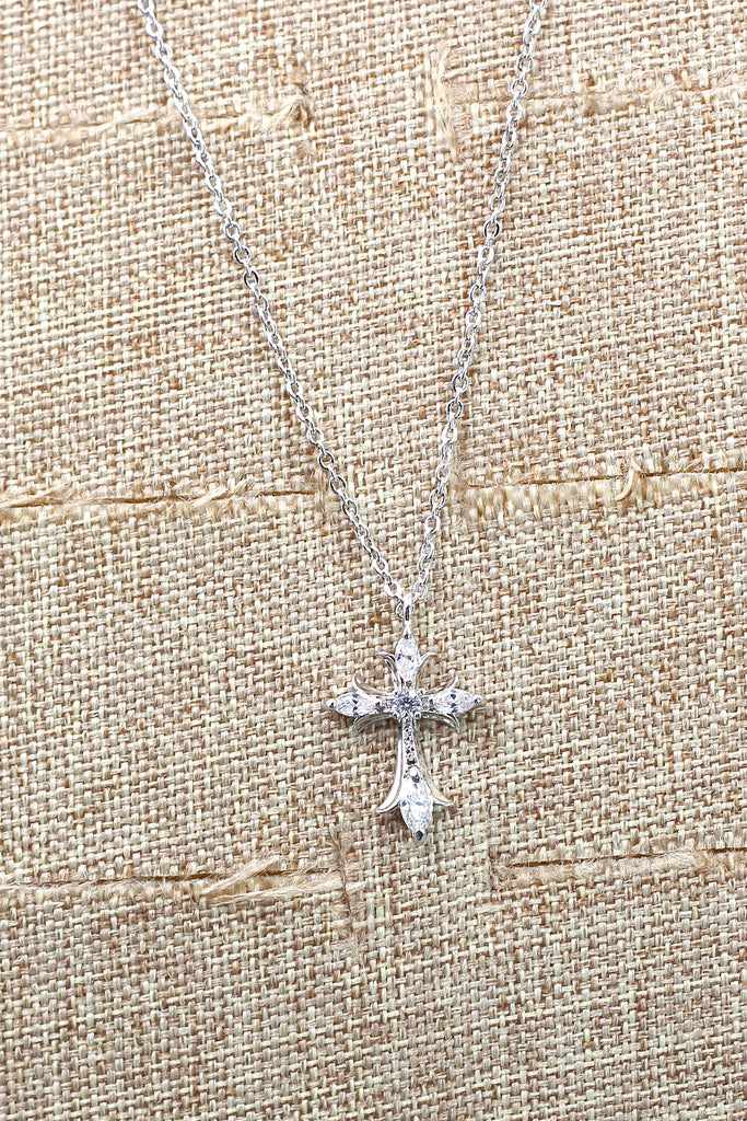 classic cross crystal earrings necklace set