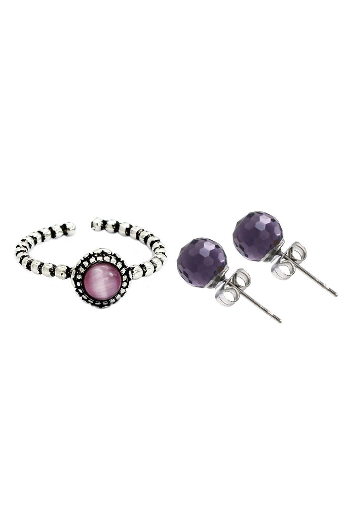 opened opal ring crystal earring set