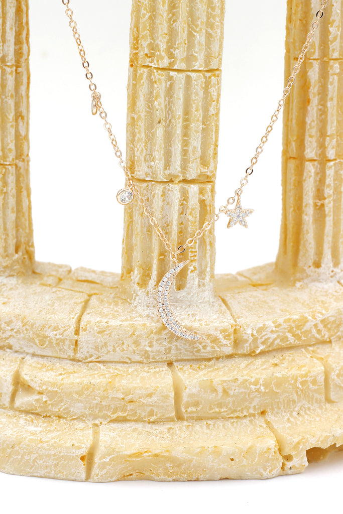 shiny star moon crystal necklace