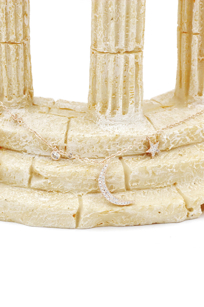 shiny star moon crystal necklace