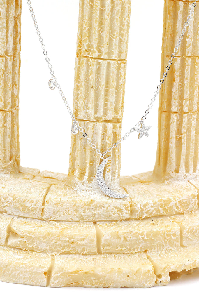 Star Moon Crystal Necklace and Earring Set