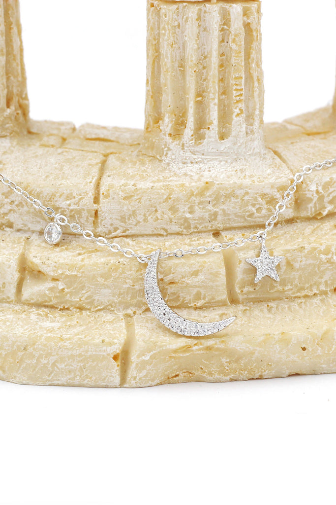 Star Moon Crystal Necklace and Earring Set