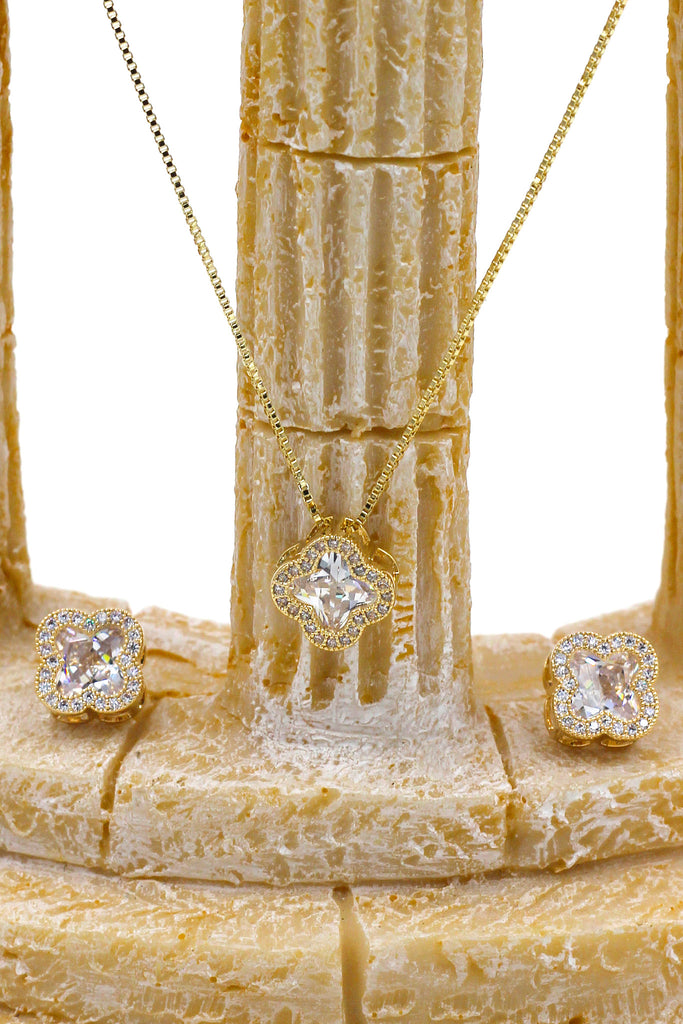 stylish cherry crystal necklace earrings set