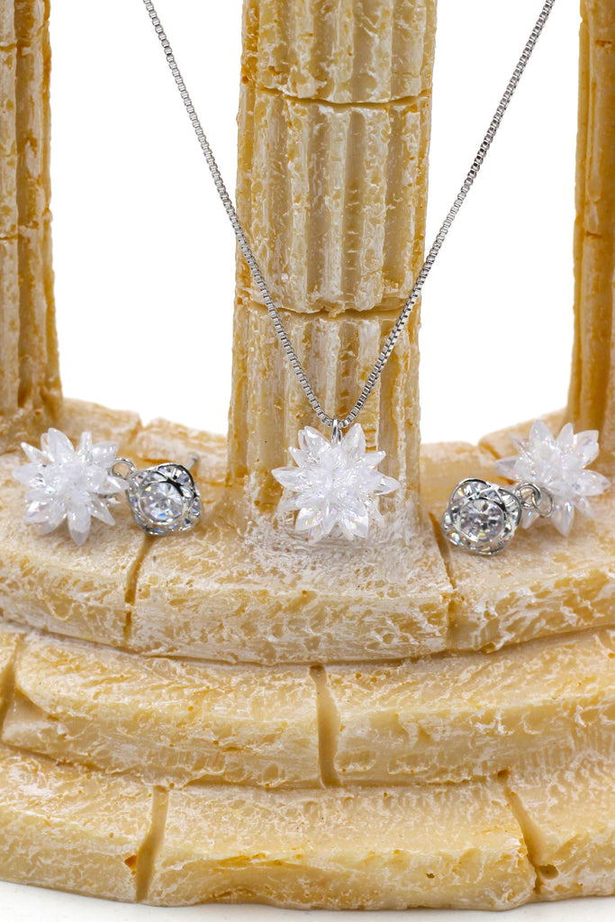 Snowflake crystal earrings necklace set