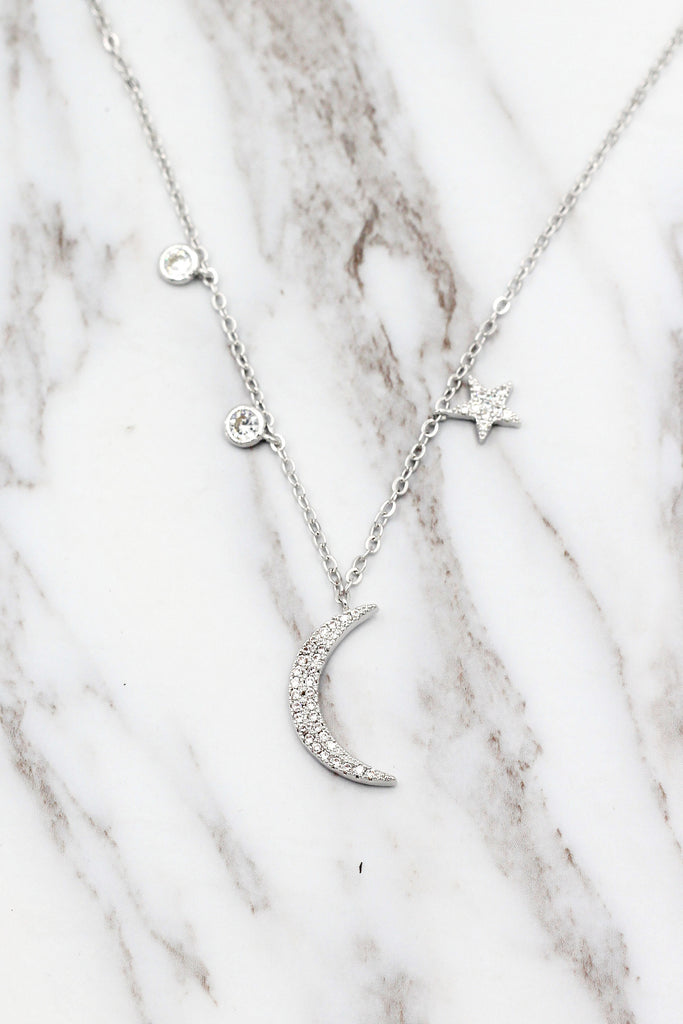 shiny star moon crystal necklace