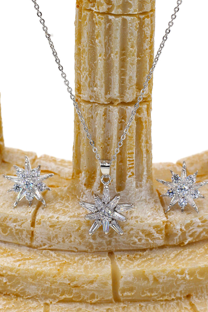 fashion crystal star claws silver necklace