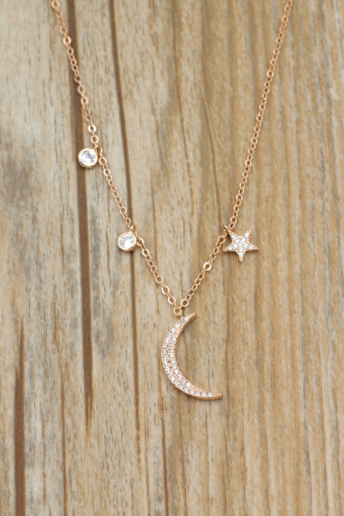 shiny star moon crystal necklace