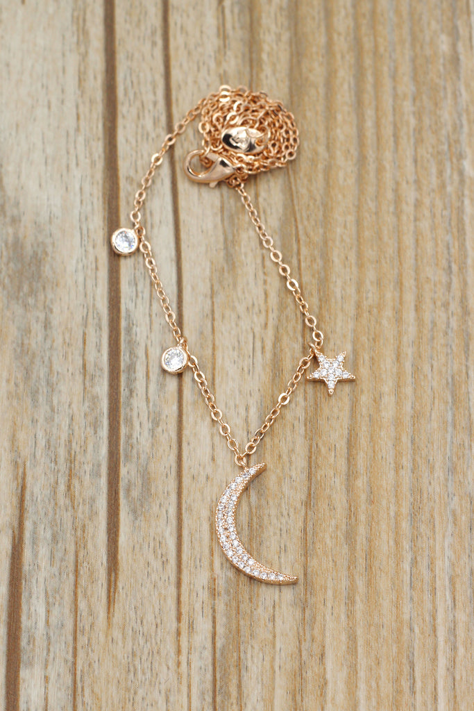 shiny star moon crystal necklace